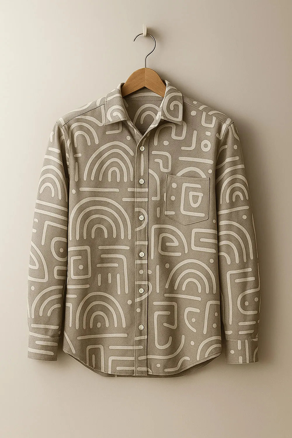 Men's Geometric Egypt Print Cotton Shirt in Full Sleeve