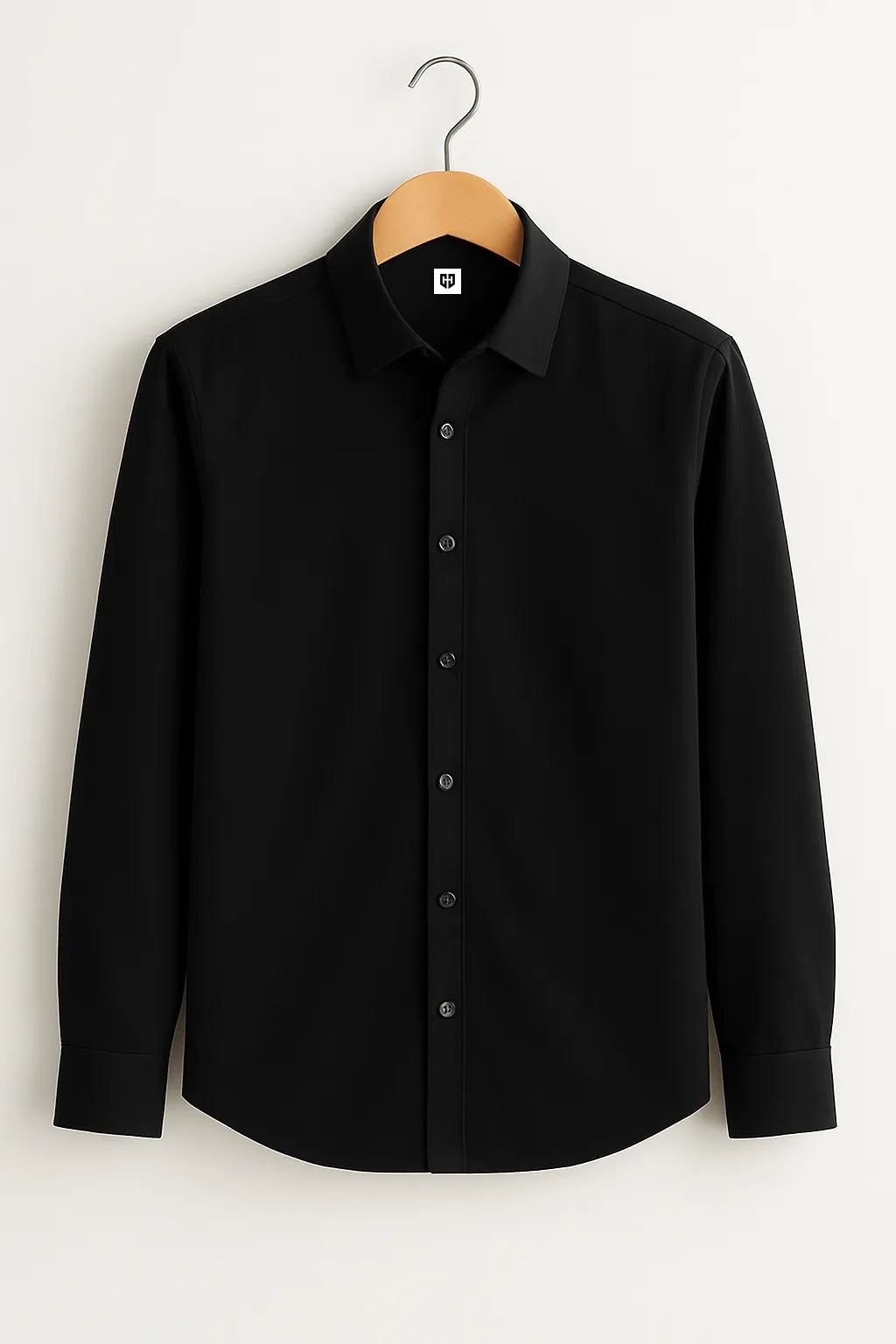 Gentlehaus's Signature Black Camp Collar Design with Crisp Stitching and Polished Look Shirt