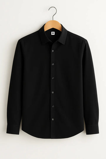 Gentlehaus's Signature Black Camp Collar Design with Crisp Stitching and Polished Look Shirt