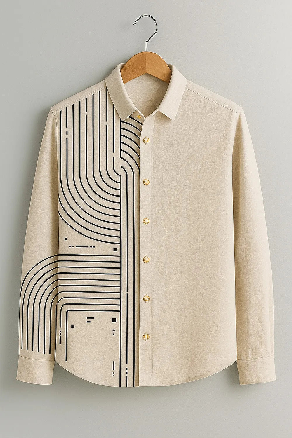 Men's Full Sleeve Cotton Shirt with Featuring Minimal Tech Print