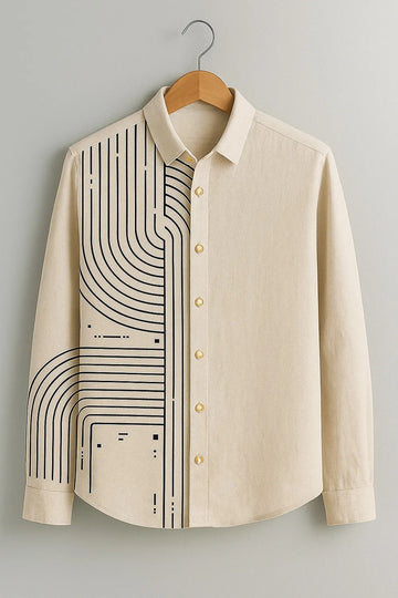 Men's Full Sleeve Cotton Shirt with Featuring Minimal Tech Print