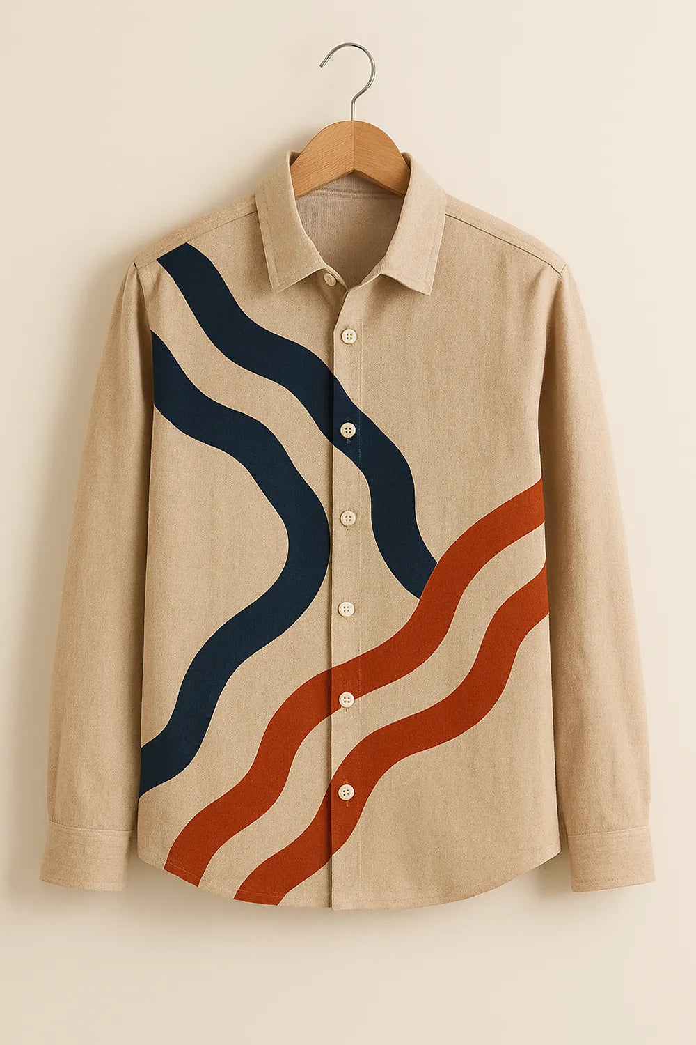 Men's Featuring Retro Vibe Wavy Stripes Premium Cotton Full Sleeve Shirt