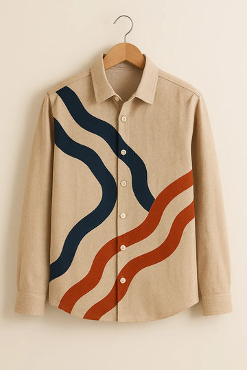 Men's Featuring Retro Vibe Wavy Stripes Premium Cotton Full Sleeve Shirt