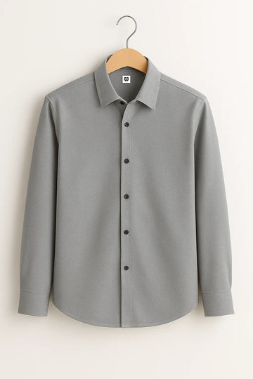 Gentlehaus's Signature Silver Camp Collar Design with Crisp Stitching and Polished Look Shirt