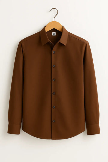 Gentlehaus's Signature Brown Camp Collar Design with Crisp Stitching and Polished Look Shirt