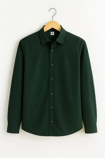 Gentlehaus's Signature Dark Green Camp Collar Design with Crisp Stitching and Polished Look Shirt