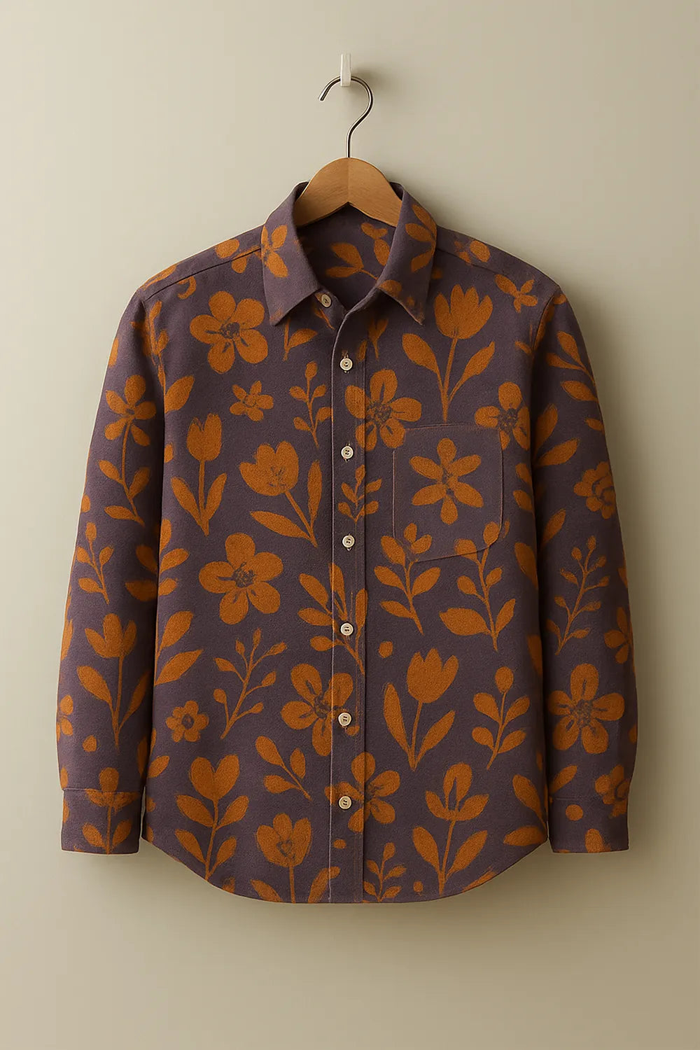 Men's Nature Inspired Cotton Full Sleeve Shirt with Rich Floral Pattern