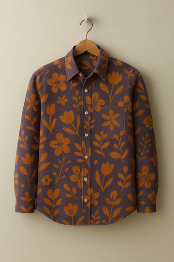 Men's Nature Inspired Cotton Full Sleeve Shirt with Rich Floral Pattern