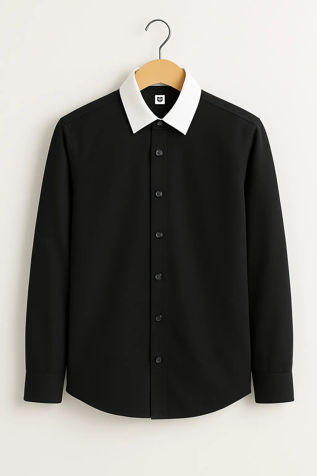 Gentlehaus's Signature Black With White Collar Camp Collar Design with Crisp Stitching and Polished Look Shirt