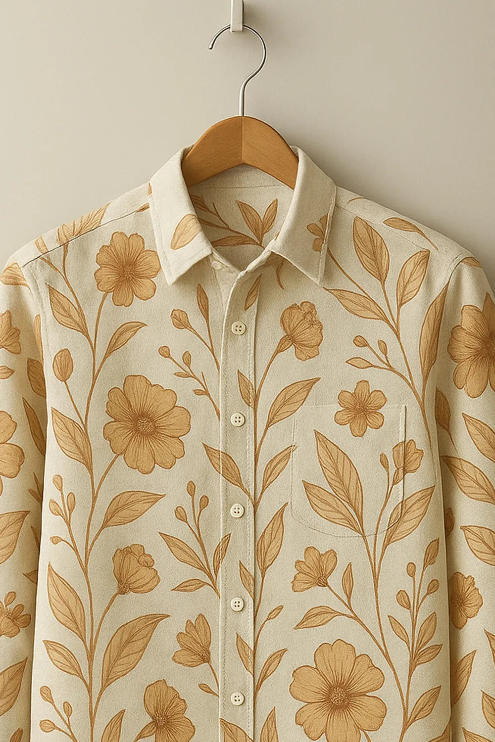 Vintage Floral Print Men's Full Sleeve Cotton Shirt