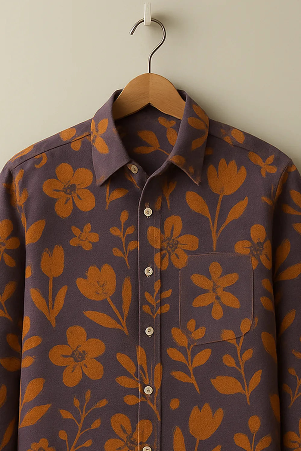 Men's Nature Inspired Cotton Full Sleeve Shirt with Rich Floral Pattern