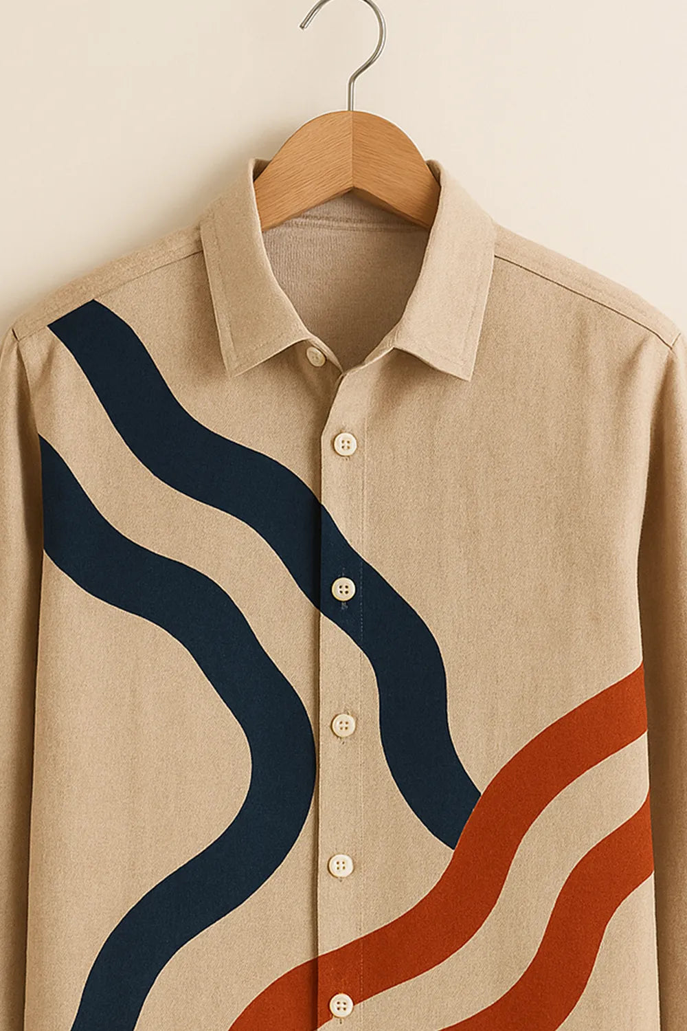 Men's Featuring Retro Vibe Wavy Stripes Premium Cotton Full Sleeve Shirt