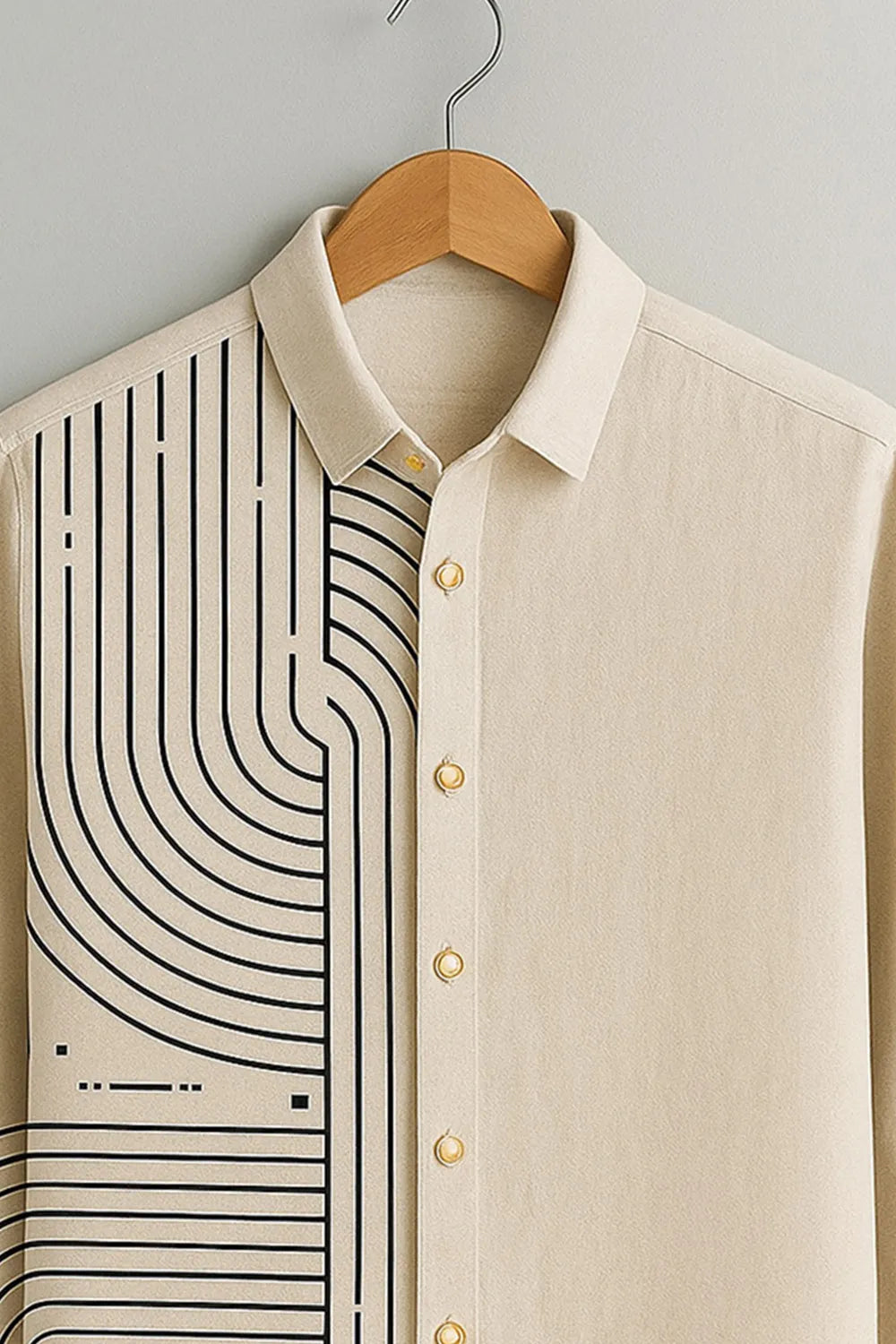 Men's Full Sleeve Cotton Shirt with Featuring Minimal Tech Print