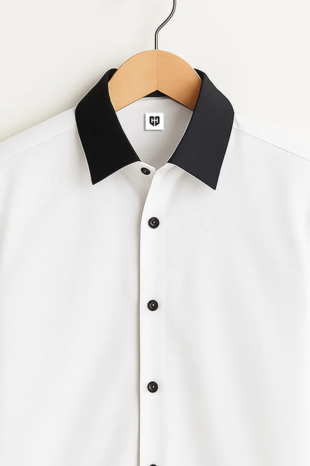 Gentlehaus's Signature White With Black Collar Camp Collar Design with Crisp Stitching and Polished Look Shirt