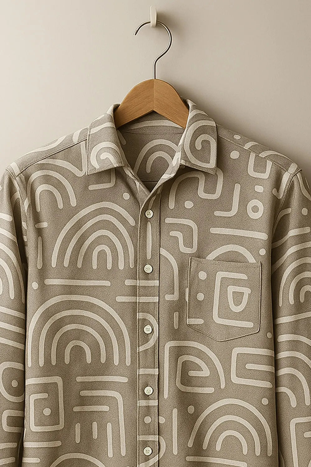 Men's Geometric Egypt Print Cotton Shirt in Full Sleeve