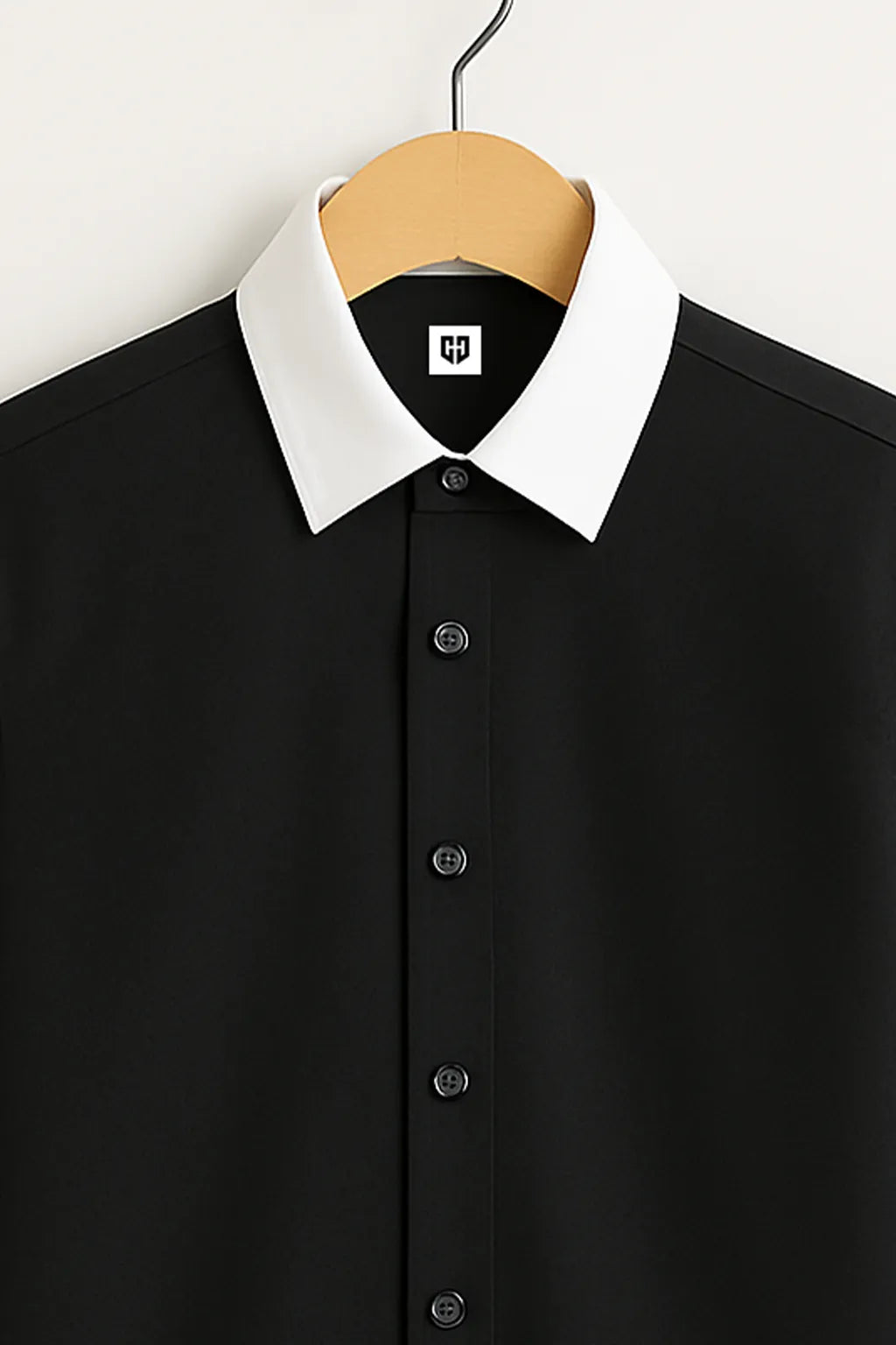 Gentlehaus's Signature Black With White Collar Camp Collar Design with Crisp Stitching and Polished Look Shirt