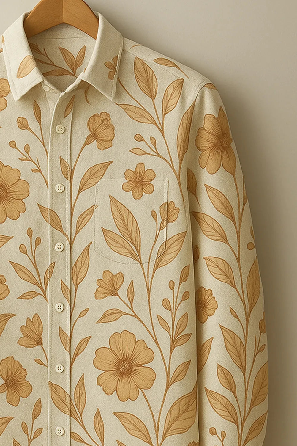 Vintage Floral Print Men's Full Sleeve Cotton Shirt