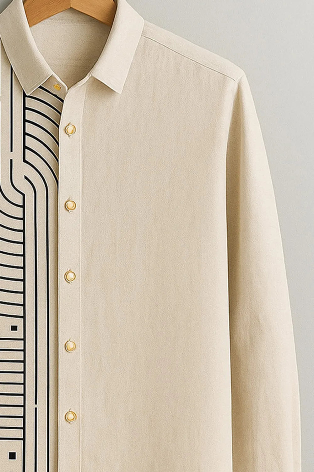 Men's Full Sleeve Cotton Shirt with Featuring Minimal Tech Print