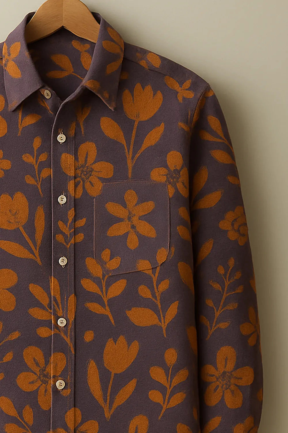 Men's Nature Inspired Cotton Full Sleeve Shirt with Rich Floral Pattern