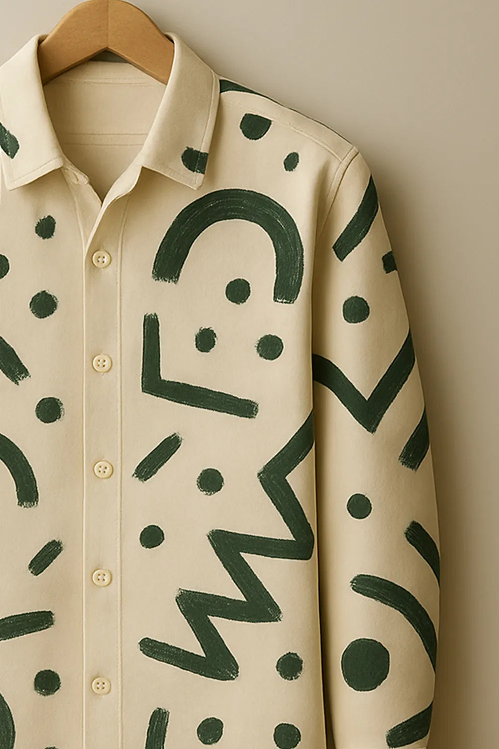 Men's Full Sleeve Cotton Shirt Featuring Bold Geometric Outline Pattern