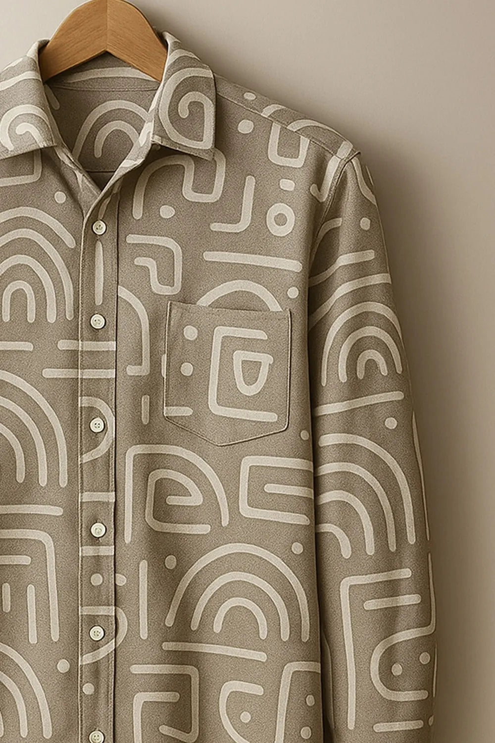 Men's Geometric Egypt Print Cotton Shirt in Full Sleeve