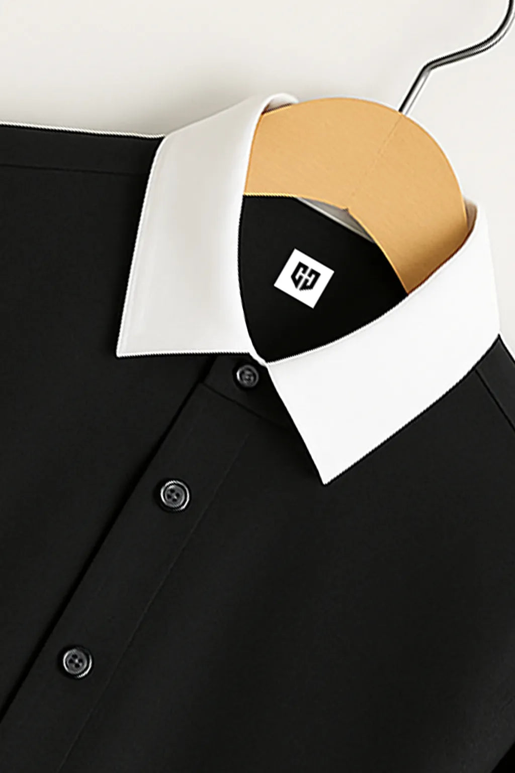 Gentlehaus's Signature Black With White Collar Camp Collar Design with Crisp Stitching and Polished Look Shirt